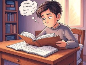 A Student focusing on reading book